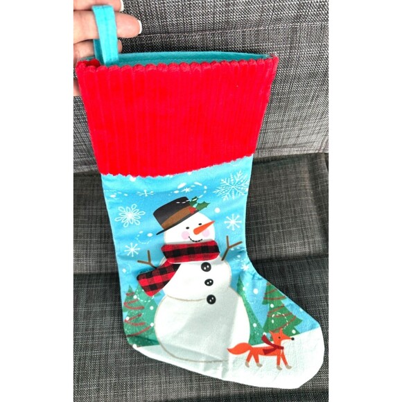 Christmas Stocking Snowman or Bearded Gnome Designs w/ Red Band Hangable NEW - Picture 4 of 9